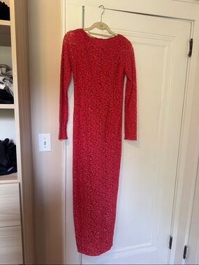 Michael Kors Collection Red Sequin Mesh Long-Sleeve Maxi Dress Size 6 NWOT